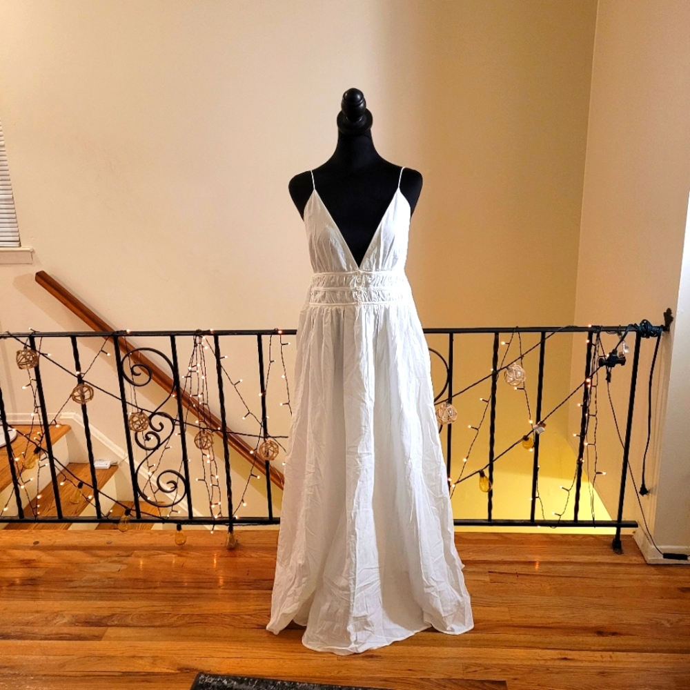 NWT Commense Backless Pleated Deep V-Neck Dress -gorgeous! Size Large ❤️ - Picture 13 of 14